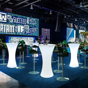 Glowing LED High Table for Outdoor Cocktail Bar Casual Outdoor Party Event Table Chair Modern Minimalist Style Bar Furniture