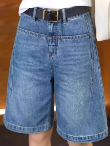 กางเกงขาสั้นยีนส์ทรงตรงเอวสูงไซส์ใหญ่สำหรับผู้หญิงในช่วงฤดูร้อน กางเกงขายาวทรงหลวม 5 นิ้ว สไตล์เกาหลี สำหรับใส่ไปทำงาน