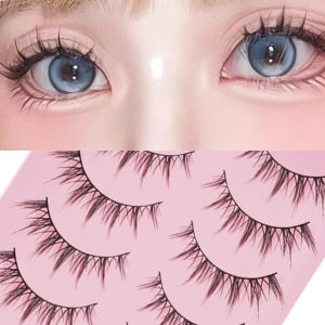 Korean Style Manga Lashes 5 Pairs Soft Natural Long False Eyelashes Wispy Strip Lashes For Daily Wear Makeup