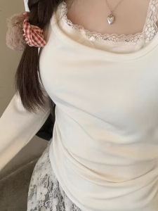 เสื้อยืดแขนยาวผู้หญิงสไตล์เกาหลี คอกลม สไตล์ลำลอง สีพื้น ชั้นใน เสื้อเชิ้ต ดีไซน์เก๋ไก๋ ใส่ได้หลากหลาย