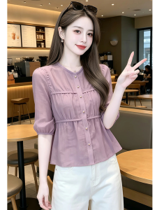 Shalldoer | Charming Slim Design French Style Thin Summer Blouse Shirt