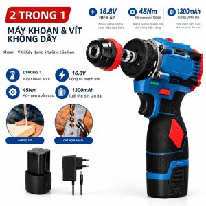 Máy Khoan Vặn Vít Điện Lithium 2 Trong 1 16.8V Đa Chức Năng Động Cơ Không Chổi Than 45Nm Dùng Cho Mục Đích Thực Tế