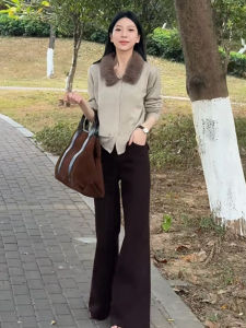 YUEZHONGWEI | French Removable Collar Thick Knit Jacket