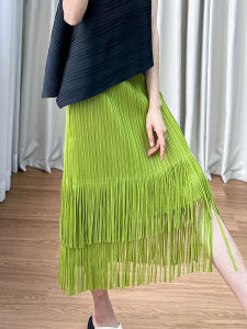 Summer New Arrival Pure Color High-End Pleated Skirt Womens Wrap Body Casual Tassel Half-length Skirt Elegant Commute Style