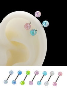 Shimmian Ear Bone Stud 316L Titanium Steel Rod Fluorescent AB Transparent Color Double-Headed Ball Removable 0.8/1.2 Rod Minimalist