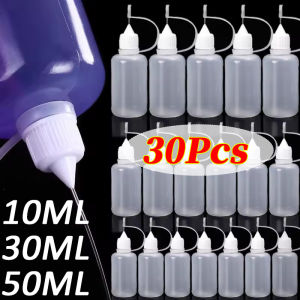 30/5Pcs Squeezable Tip Bottle Refillable Applicator Bottles with Tip Caps for Glue Pigment Oil Liquids Dispenser