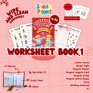 Worksheet anak lembar aktivitas menulis berhitung membaca untk PRA TK PAUD SD usia 2 3 4 5 6 7 tahun
