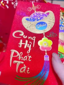 Set 6 Bao Lì Xì Đỏ Ánh Nhũ Kim Tuyến Lấp Lánh Kèm Các Câu Chúc Tết In Nổi-GD878-LiXiset6