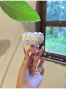 ชานมทรงสูงลายดอกบัวจีนใหม่ ดินเผาแบบมีดิน ชานมทรงถ้วยผู้เป็นเจ้าของ ลายดอกบัว ชานมตัวเดียว