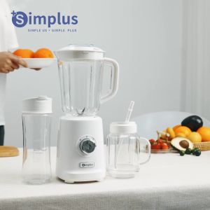 SimplusPink 1.25L Elektrik Pengisar Blender 3 in 1 Food Processor 3 Modes 3 Interchangeable Cups LLJH010