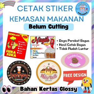 Cetak Stiker Makanan Label Produk Isi 20 Sticker Custom