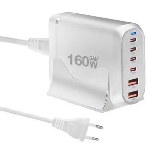 160W GaN Fast Charge 3.0 USB Type C Charger with 6 PD Ports Portable And Easy to Use for Phones And Tablets
