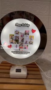 Cermin Ajaib Custom 16 Foto dan Ucapan LED USB Free Kartu Ucapan Kado Pernikahan Hadiah Unik