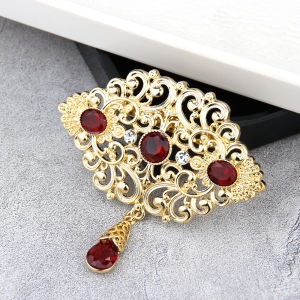 Sunspicems Fashion Arabic Flower Caftan Brooch Pins For Women 18K Gold Color Morocco Algeria Wedding Jewelry Crystal Bijoux Gift