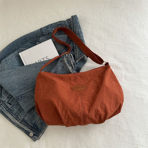 Casual Canvas Tote Bag Women Large Capacity Summer Crossbody Bag for Commuting Shoulder Bag Dumpling Shape Fashionable Neutral Style