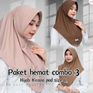 PAKET HEMAT 3 pcs Hijab instan Kirana pad size L | Bergo instan daily | Hijab instan sporty