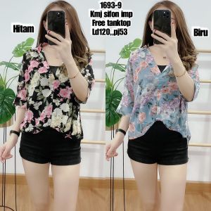 1693-9 COD ATASAN SIFON BUNGA FREE INNER WANITA(spring)|BLOUSE SIFON FREE TANKTOP