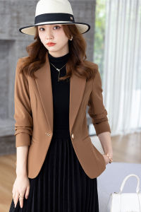 เสื้อสูทสีดำ ทรงเข้ารูป แขนยาว ปกติ คอปก สไตล์ทำงาน เสื้อผ้าผู้หญิง ฤดูใบไม้ผลิและฤดูใบไม้ร่วง 2025 ใหม่ ขนาดเล็ก ลำลอง