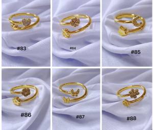 ZIHANG JEWELRY 24K Gold plated high quality zircon stone adjustable ring for women