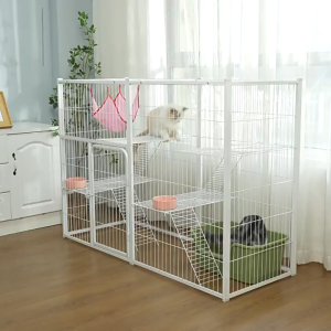 🐱2/3 Tier Modular Cat Cage: Luxury Multi-Level Playpen with Water-Resistant Coating for up to 5 Cats