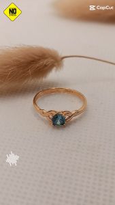cincin emas 8k model variasi permata biru
