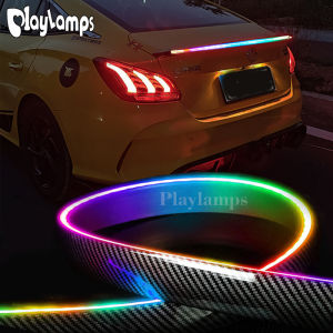 Universal Rear Spoiler Lip Kit Exterior Parts Brake Light Car Trunk Spoiler Roof Wing RGB Daytime Running Turn Signal Reverse Brake Lights