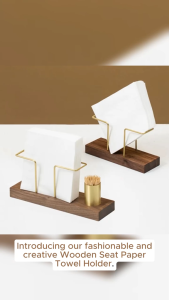 Wooden seat creative vertical tissue holder coffee shop hotel restaurant simple napkin tray table square tissue holder