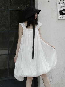 Slimming French Style Vintage Dark Strapless Puffy Skirt Dress Womens Outerwear Midi Dress Street Style Loose Waist Polyester