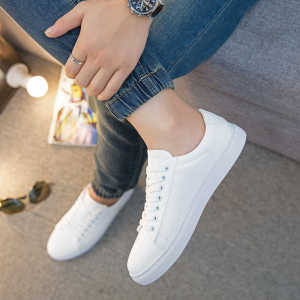 Trendy Mens Shoes 2024 New Autumn Korean Style Genuine Leather White Sneakers Breathable Versatile Casual Slip-On Shoes