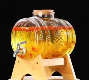 3L Household Juice Jar Glass Sealed Bubble Wine Bottle Honey Juice Glass Barrel Sealed Fruit Wine