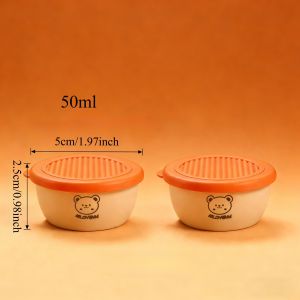 WORTHBUY | 2/6 Chiếc 50Ml Bộ Bát Nước Chấm Mini Tròn Di Động Hộp Đựng Nhúng Bằng Nhựa Có Nắp Silicon Thân Thiện Với Môi Trường Có Thể Tái Sử Dụng Đĩa Gia Vị