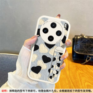 High-End Silicone Phone Case with Wrist Strap Painted Heart Design Full Cover Korean Style for VIVOX300Pro X200 Xnote Promini