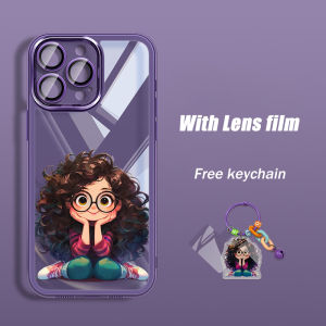 Dễ Thương Tóc Xoăn họa tiết con gái Điện Thoại Di Động Bao điện thoại mềm Cho iPhone 15 Pro Max Iphone11/12/13/14Pro 14 Cộng Với Đi kèm Với Thiết Kế tấm dán bảo vệ ống kính Gửi Keychain Iphone8plus/XR/XSmax