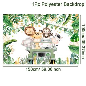 Jungle Animal Safari Party Background Backdrop Wild One 1st Happy Birthday Party Decoration Newborn Baby Shower Photo Background
