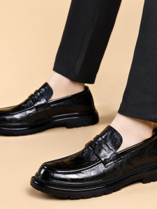 Men Business Genuine Leather Loafers Black