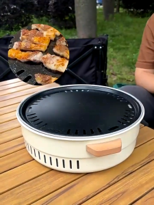 griller outdoor grill portable barbecue grill Charcoal BBQ Grill Cooking Fireplace Outdoor Household Camping Stove Smoker compact grill Smokeless Outdoor Grill Pan