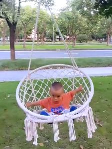 เปลญวนชิงช้าแขวน ทรงกลม  แบบเชือกถักแฮนด์เมด สไตล์นอร์ดิก เปลญวน เก้าอี้ชิงช้า แบบแขวน เปลเก้าอี้นั่ง ทรงกลม