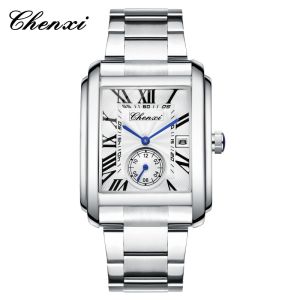 Đồng Hồ Thạch Anh Nam CHENXI 8216 Thời Trang Đơn Giản Phong Cách Doanh Nhân Dây Đeo Thép Không Gỉ Màu Bạc Hiển Thị Số La Mã Chống Nước.