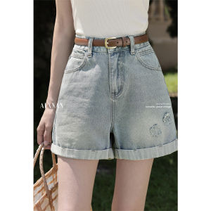 Quần Jeans Ngắn Màu Xanh Dương cho Người Bé Cao Waist Đùi Rộng