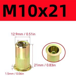 30/20/10Pcs M3 M4 M5 M6 M8 M10 M12 Carbon Steel Rivet Nut Flush Head Nutserts for Metal Auto Furniture Repair DIY