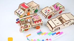 Đồ Chơi Trẻ Em Bộ Ghép Hình Ô TÔ DIY Bằng Gỗ Cao Cấp Kèm 12 bút Màu Giúp Bé Phát Triển Tư Duy-Tiệm Nhà Sóc 2023