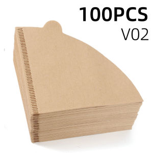Coffee Paper Filters 100PCs/40PCs Unbleached V01 V02 Cone Filter Pour Over Natural Wood Pulp 60 Degree Drip Coffee Paper Filters