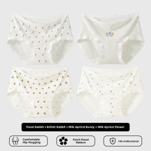 miiow | Pure Cotton Womens Underwear Lace Printed Extended Crotch Thin Triangle Pants Antibacterial Summer Comfortable Briefs