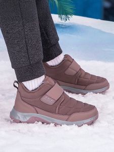 Thickened Fleece Lined Winter Snow Boots for Women Elderly Wide Fit Flat Bottom Casual Mid-Calf Booties Warm Cozy Mom Shoes