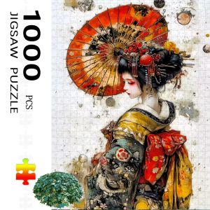 [1000pcs Kimono Puzzle] 1000pcs Large Colorful Women in Kimono Paper Puzzle Traditional Japanese Art Interactive Brain Challage