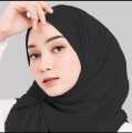 PASMINA PASHMINA KERUDUNG HIJAB PLISKET WARNA HITAM. 