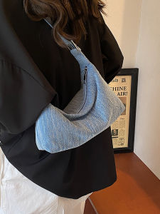 กระเป๋าสะพายข้างผ้าเดนิมสำหรับผู้หญิง ทรงมินิ กระเป๋าสะพายข้างแบบสะพายข้าง กระเป๋าสะพายไหล่ข้างเดียว กระเป๋าถือแบบลำลอง