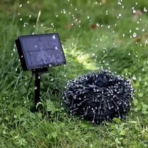 ไฟหยดน้ำพลังงานแสงอาทิตย์ 100ดวง 1000ดวง ไม่มีโซล ผิวหน้า ผิวเข้ม และแสงอาทิตย์ 12m ยาว