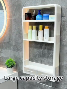 Nearra [Free Hook Included] Wall-Mounted Bathroom Cosmetic Organizer Toilet Hanging Storage Rack
