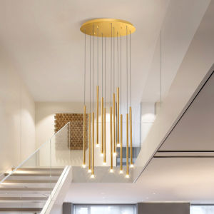 LANTU Staircase Pendant Lamp Modern Minimalist Villa Luxury Living Room Loft Trendy Rotating Duplex Floor Chandelier Light